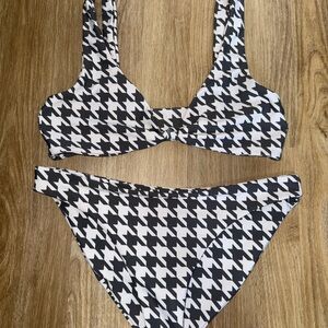 Skatie Black and White Houndstooth Bikini